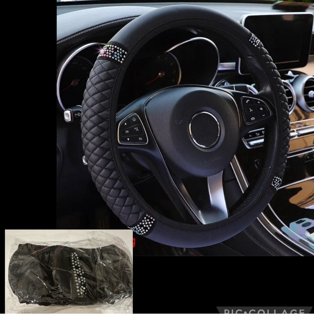 Black Car Steering Wheel Cover